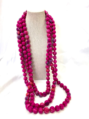 Silk Sari Bead Necklace - three string