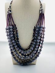 New! 6- string Silk Sari Bead Necklaces