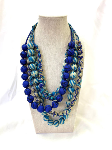 Silk Sari Bead Necklace - 5 string Mix