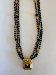 Rani Black Onyx Triple Strand Necklace