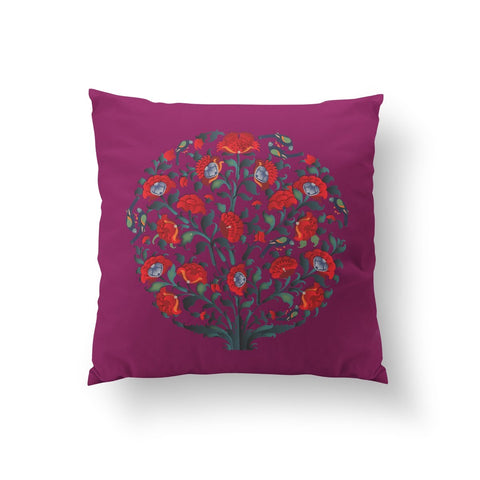 Mughal Garden Silk Pillow