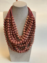 Silk Sari Bead Necklace 12-string