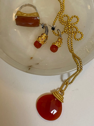 Red Onyx Pendant Necklace